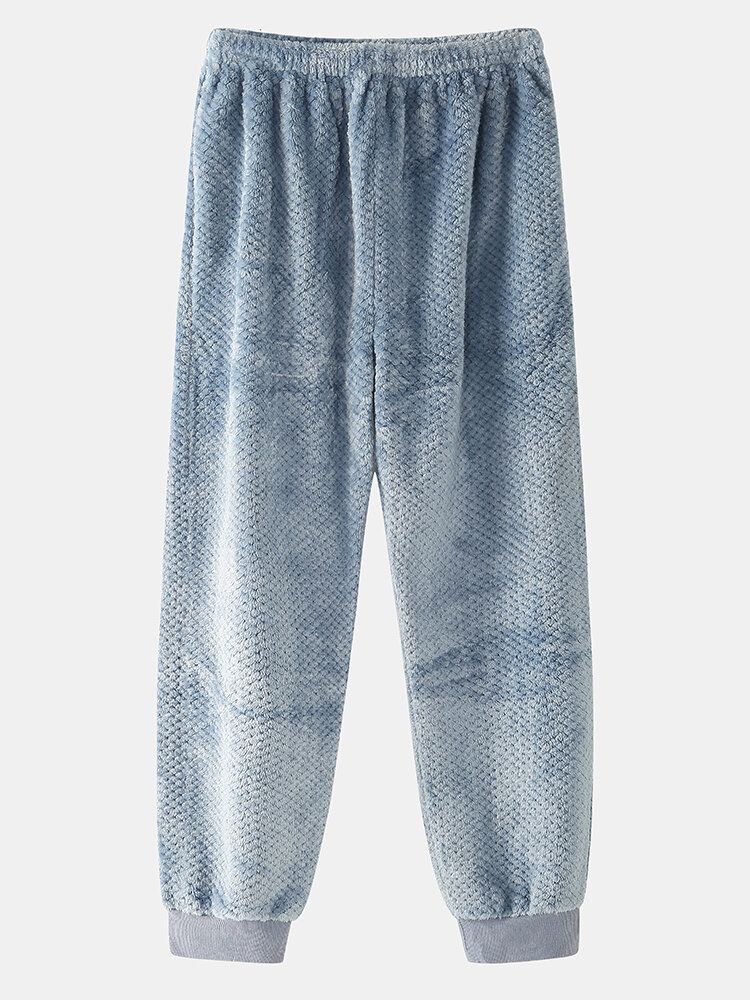 Mens Contraste Peluche Lettre Brodée Épaissir Pull Ensembles De Pyjamas Avec Pantalon De Jogging