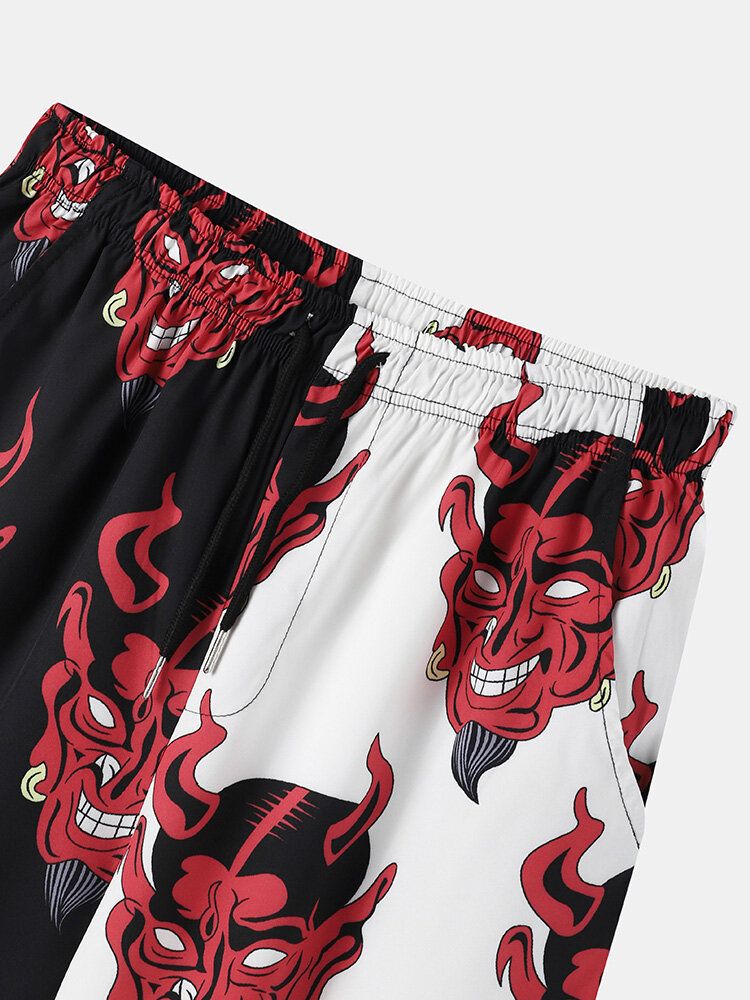 Mens Evil Pattern Chemises Décontractées Shorts Deux Pièces Tenues