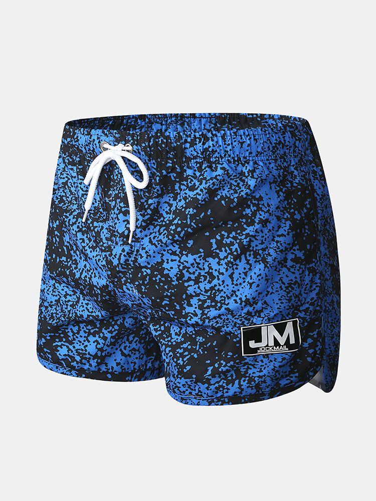 Mens Print Drawstring Quick Dry Hawaii Beach Maillot De Bain