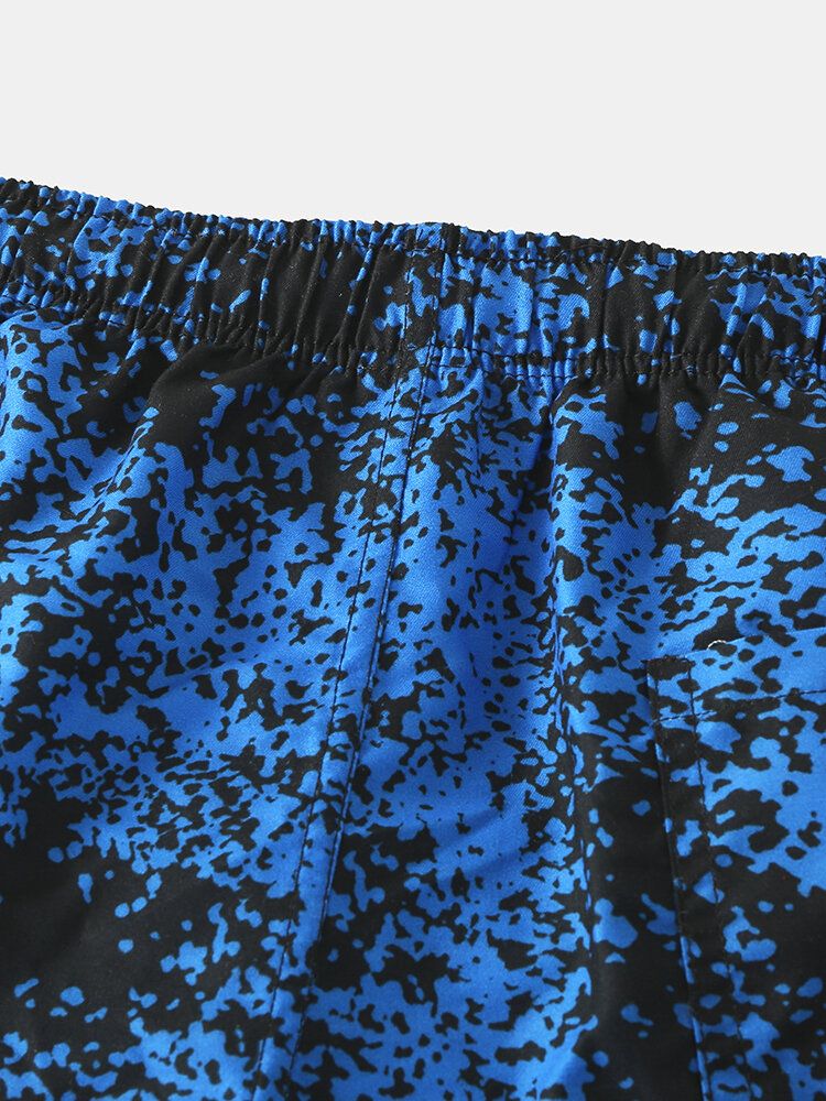 Mens Print Drawstring Quick Dry Hawaii Beach Maillot De Bain