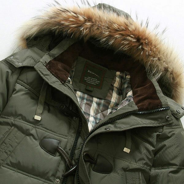 Mens Quality Horn Buckle Hooded Long Down Jacket Coat