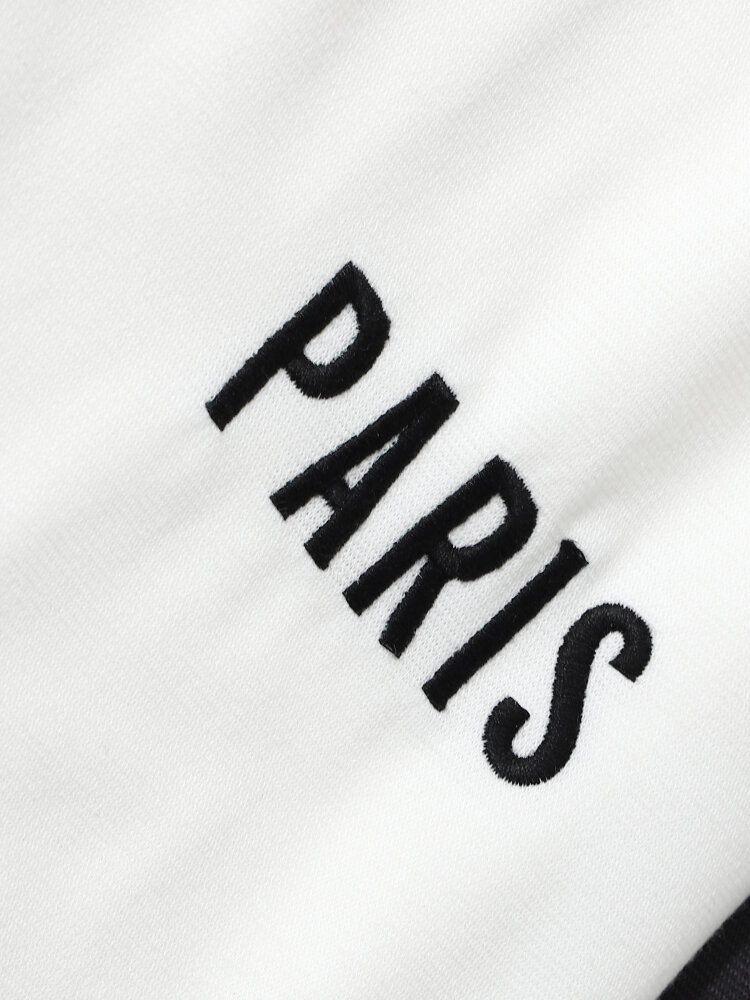 Mens Sports Splicing Paris Sweatshirt Brodé Pantalons Costumes De Loisirs