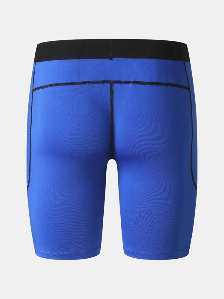 Mens Stretch Slim Sport Poche À Séchage Rapide Taille Moyenne Respirant Mince Fitness Shorts