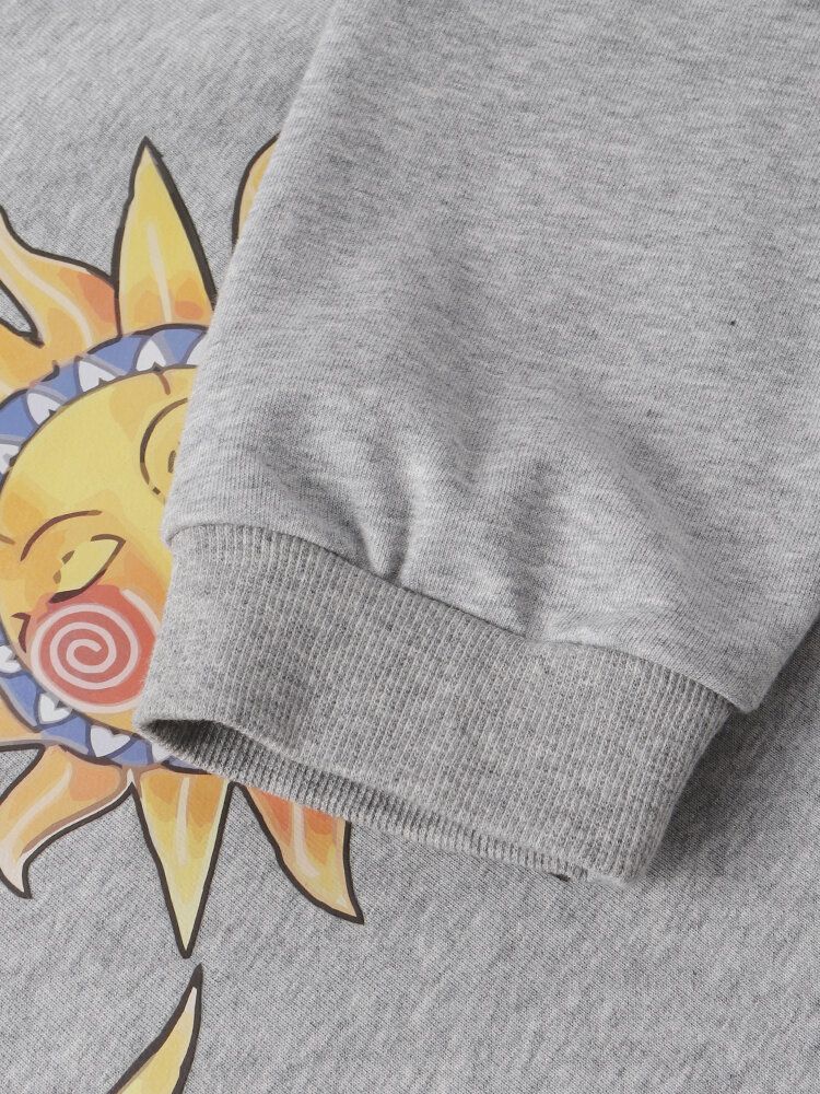 Mens Sun Moon Celestial Graphic Round Neck Pullover Cotton Sweatshirts