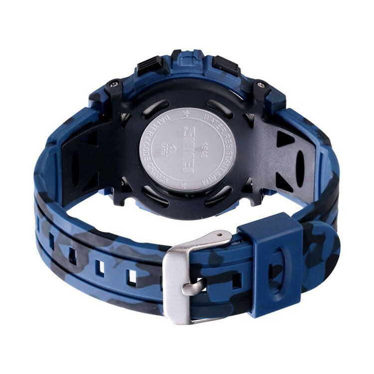 Militaire Camouflage Enfants Bracelet 12/24 Heures Mode El Affichage Lumineux Chronomètre Alarme 5atm Étanche Enfants Montre Numérique