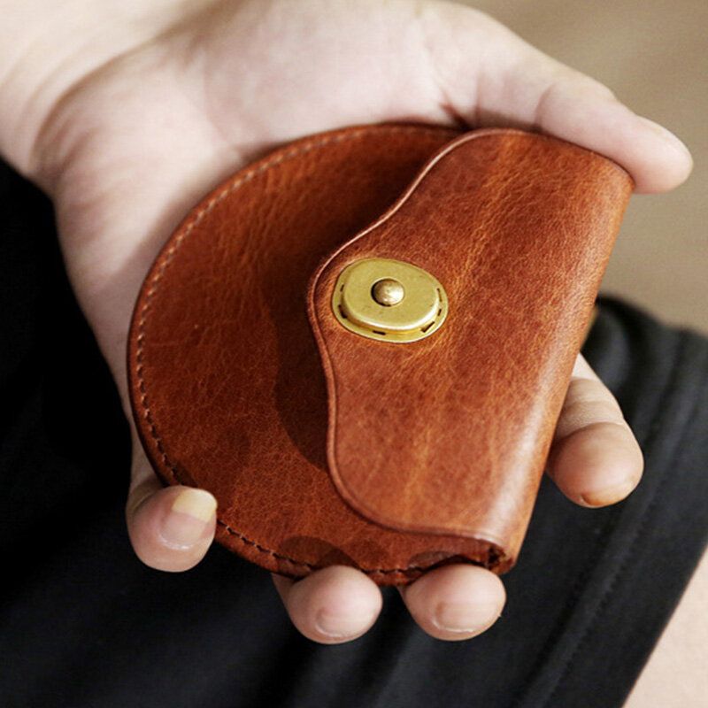 Mini Porte-monnaie Rond En Cuir Véritable Pour Hommes