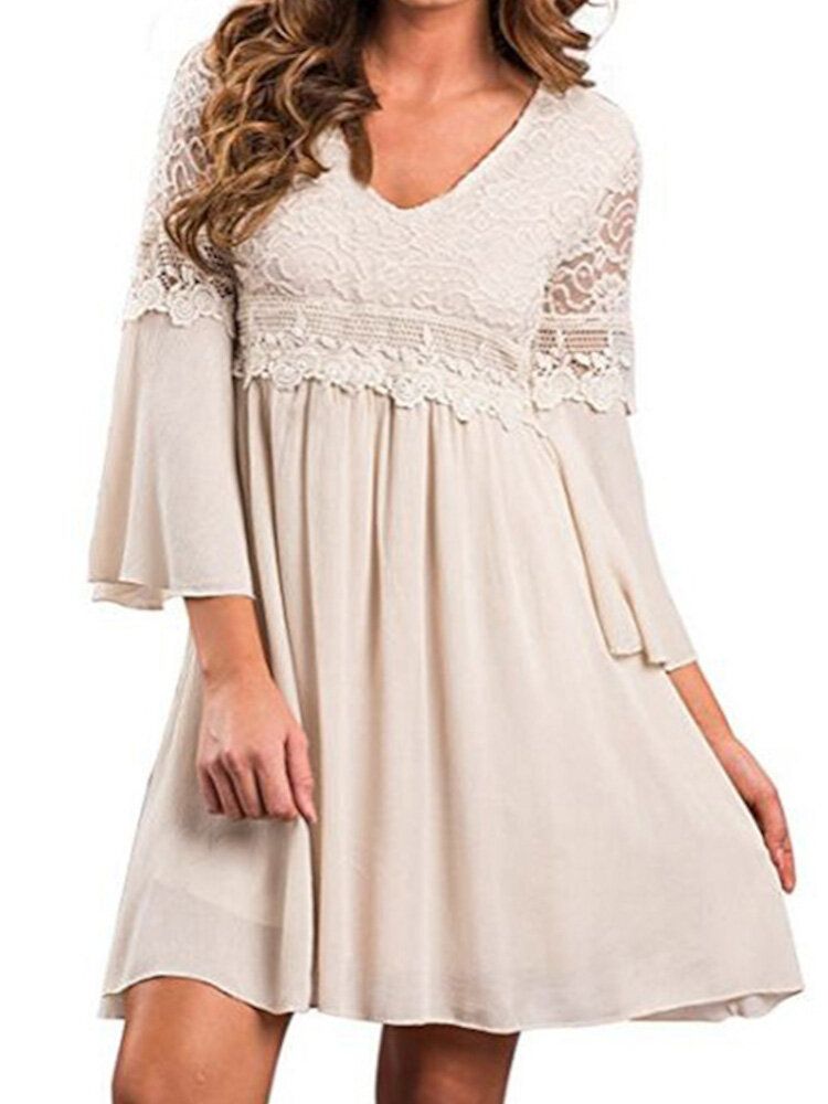 Mini Robe Ample En Dentelle De Style Loisirs D'été