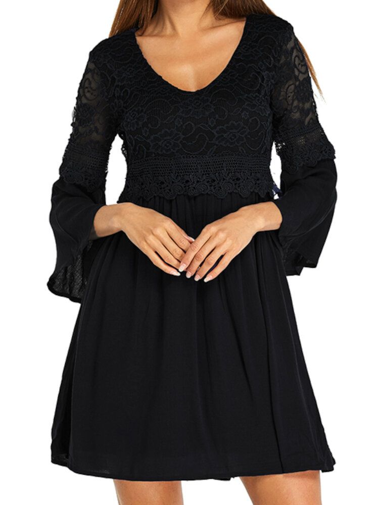 Mini Robe Ample En Dentelle De Style Loisirs D'été