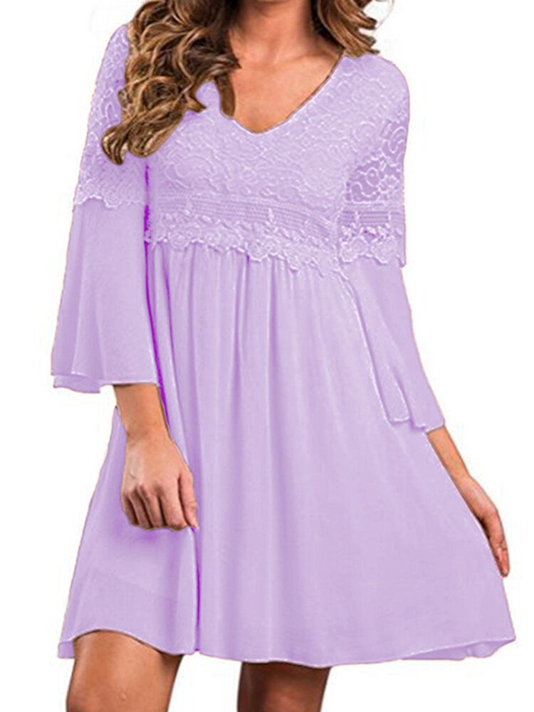 Mini Robe Ample En Dentelle De Style Loisirs D'été