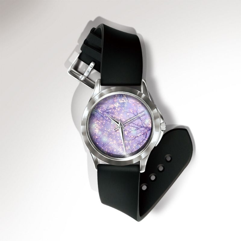 Miss Blanc Casual Aquarelle Nuit Ciel Étoilé Motif Cadran Pvc Bande Unisexe Montre À Quartz Montre-bracelet