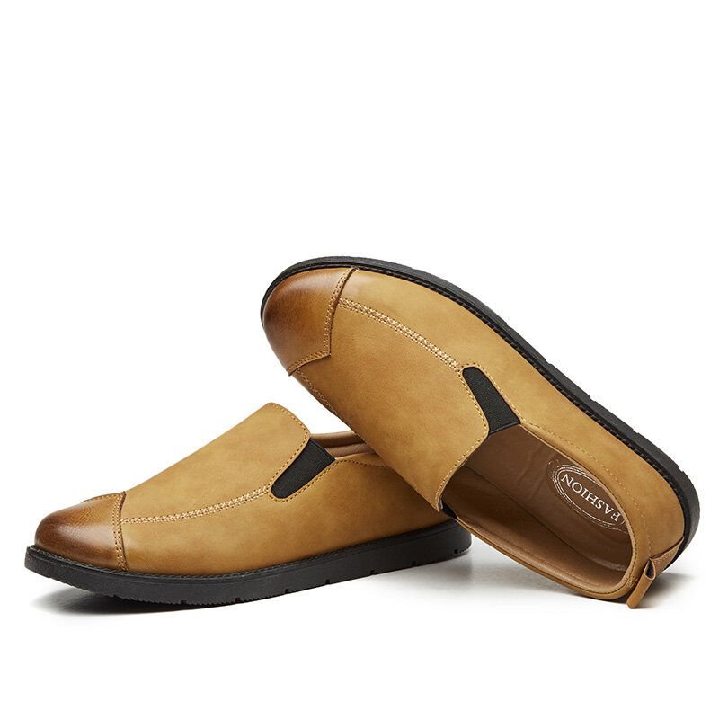 Mocassins D'affaires Décontractés Pour Hommes Chelsea Slip On Work Dress Chaussures De Couture À La Main