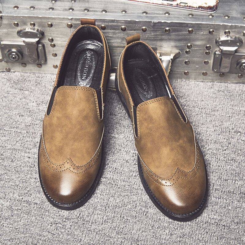 Mocassins D'affaires Décontractés Pour Hommes Chelsea Slip On Work Dress Chaussures De Couture À La Main