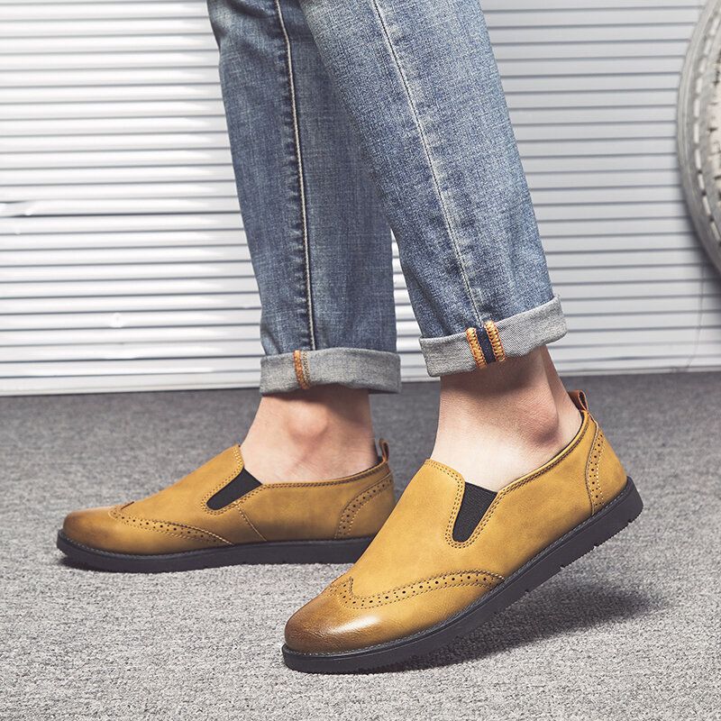 Mocassins D'affaires Décontractés Pour Hommes Chelsea Slip On Work Dress Chaussures De Couture À La Main