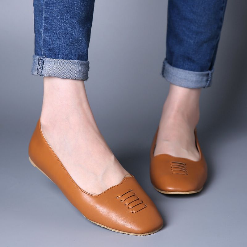 Mocassins À Enfiler Légers Et Confortables À Bout Carré Pour Femmes