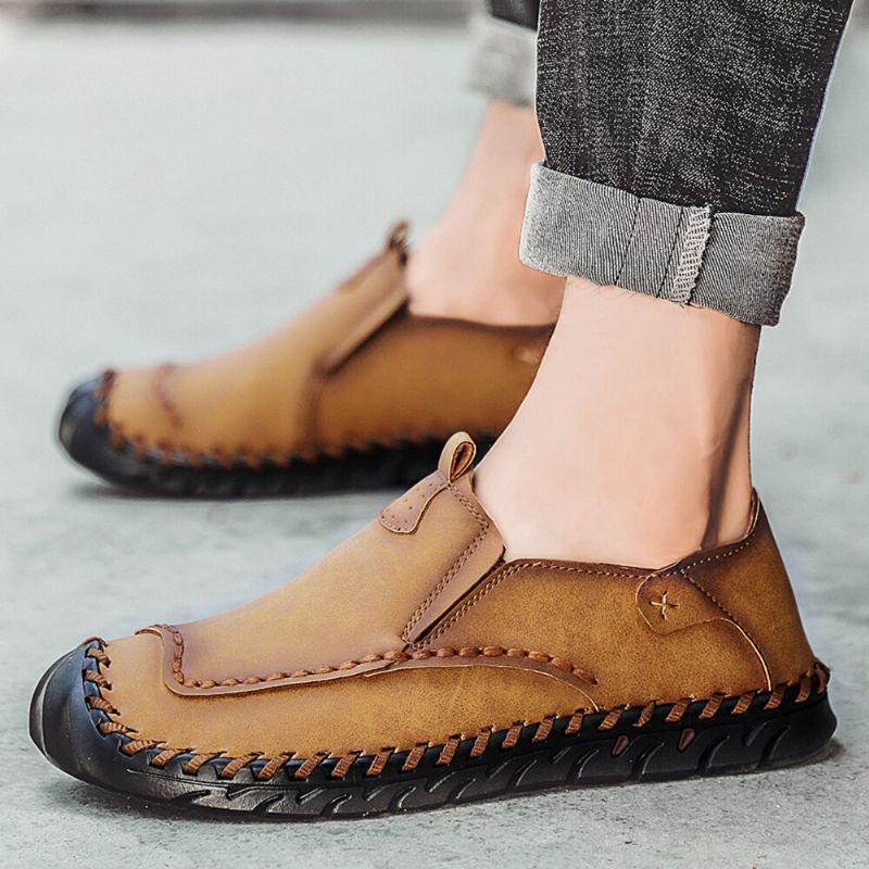 Mocassins D'extérieur Antidérapants Pour Hommes Mocassins Cousus À La Main À Enfiler