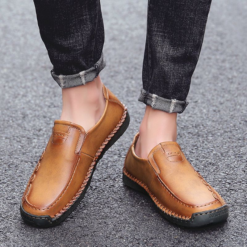 Mocassins D'extérieur Antidérapants Pour Hommes Mocassins Cousus À La Main À Enfiler