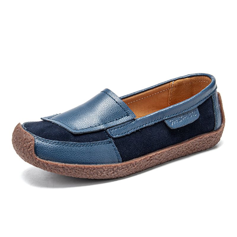 Mocassins Plats À Enfiler Doux En Cuir Confortable Pour Femmes