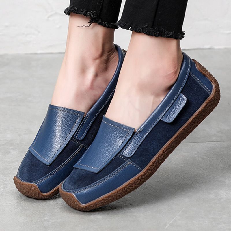 Mocassins Plats À Enfiler Doux En Cuir Confortable Pour Femmes