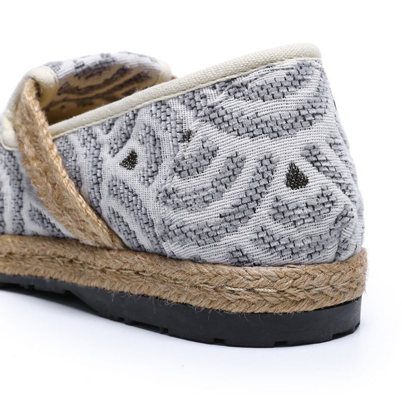 Mocassins Plats Espadrilles Décontractés À Bout Rond Confortables En Lin Pour Femmes