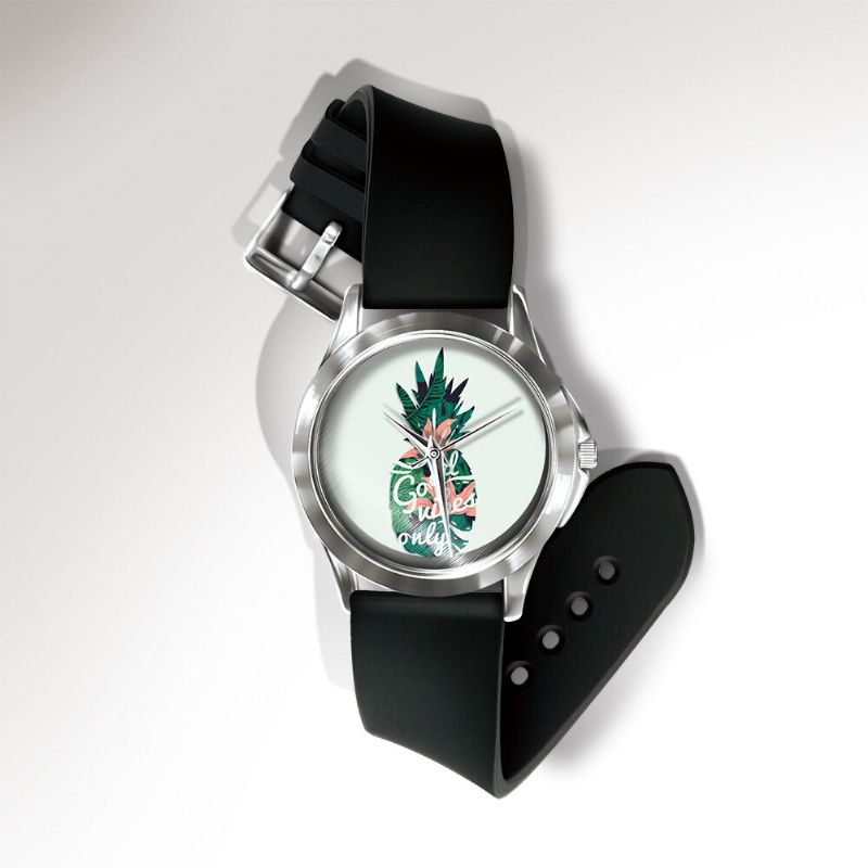 Mode Ananas Imprimer Montre D'été Fruit Alliage Pvc Casual Lady Quartz Montre