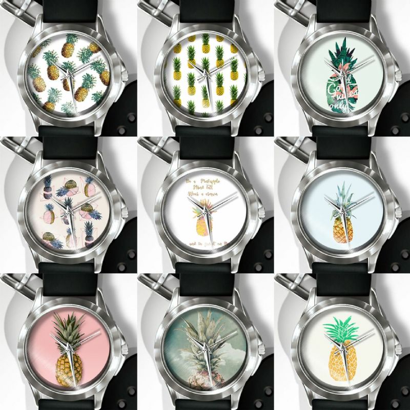 Mode Ananas Imprimer Montre D'été Fruit Alliage Pvc Casual Lady Quartz Montre