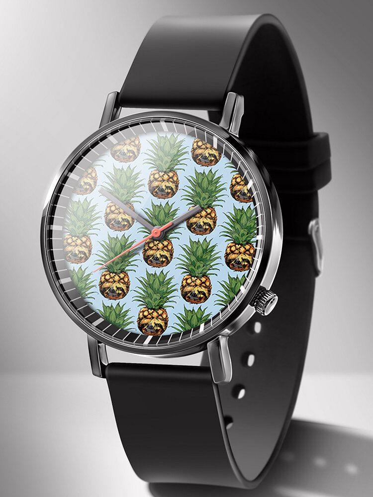 Mode Ananas Imprimer Montre Été Fruit Alliage Pvc Casual Lady Quartz Montre