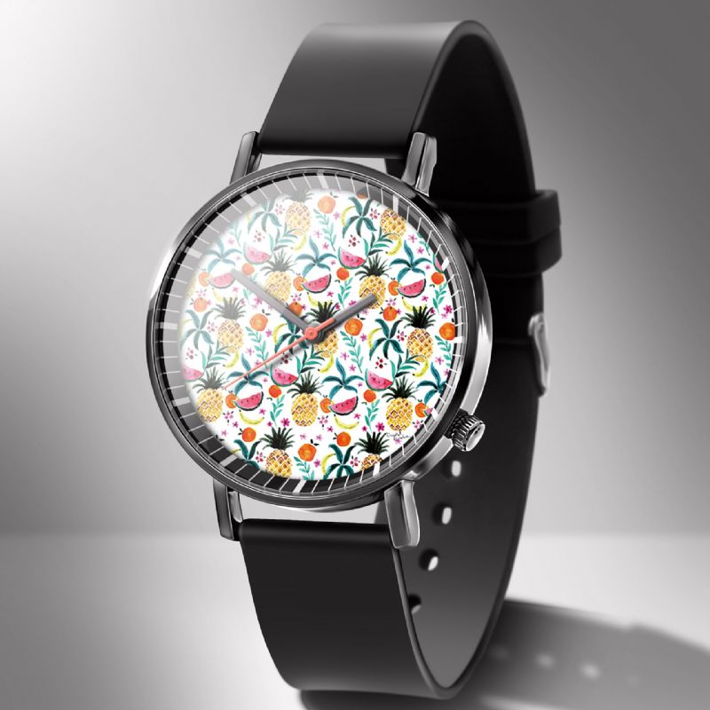 Mode Ananas Imprimer Montre Été Fruit Alliage Pvc Casual Lady Quartz Montre