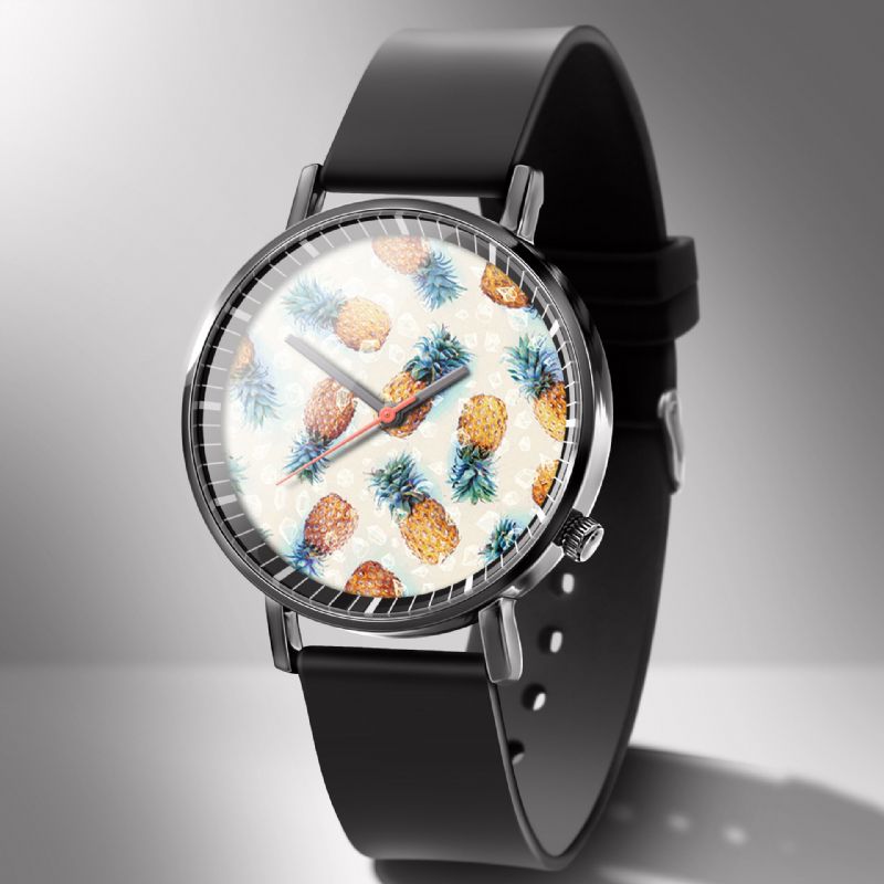 Mode Ananas Imprimer Montre Été Fruit Alliage Pvc Casual Lady Quartz Montre