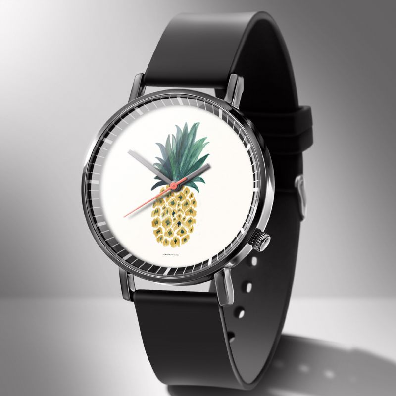 Mode Ananas Imprimer Montre Été Fruit Alliage Pvc Casual Lady Quartz Montre