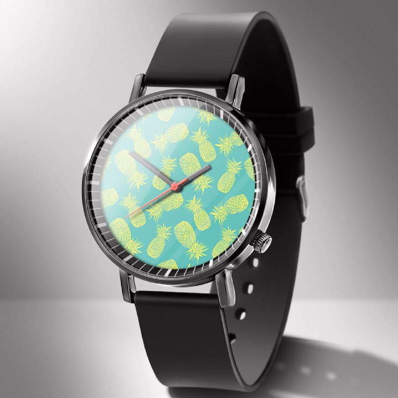 Mode Ananas Imprimer Montre Été Fruit Alliage Pvc Casual Lady Quartz Montre