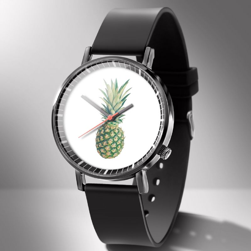 Mode Ananas Imprimer Montre Été Fruit Alliage Pvc Casual Lady Quartz Montre