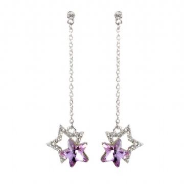 Mode Bleu Violet Étoiles Balancent Boucle D'oreille Cristal Strass Mignon Boucles D'oreilles Cadeau Pour Les Femmes