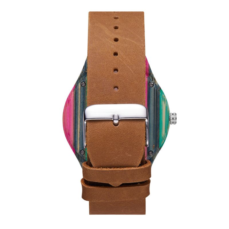 Mode Boîtier Coloré Cadran Bracelet En Cuir Style Créatif Décontracté Hommes Montre Montre À Quartz