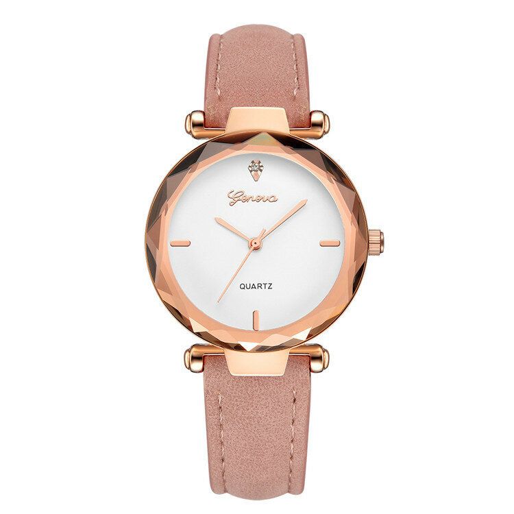 Mode Bracelet En Cuir Cadran Simple Design Boîtier En Métal Femmes Montre Dames Robe Quarta Montre