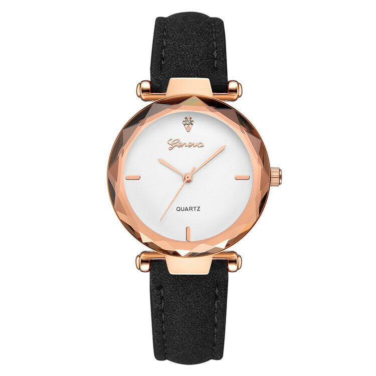 Mode Bracelet En Cuir Cadran Simple Design Boîtier En Métal Femmes Montre Dames Robe Quarta Montre