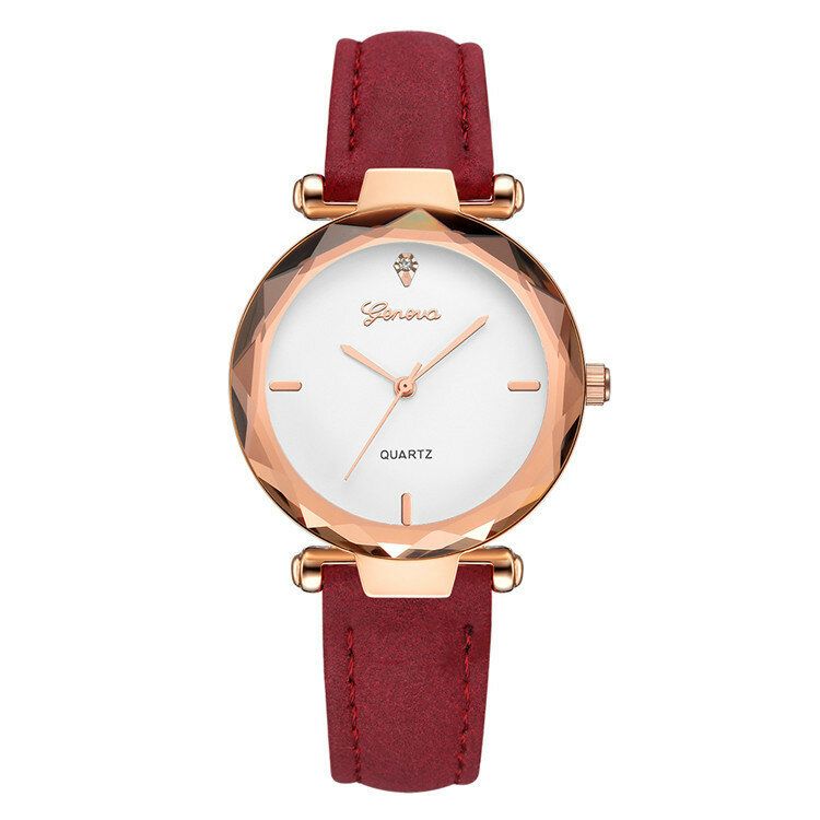 Mode Bracelet En Cuir Cadran Simple Design Boîtier En Métal Femmes Montre Dames Robe Quarta Montre