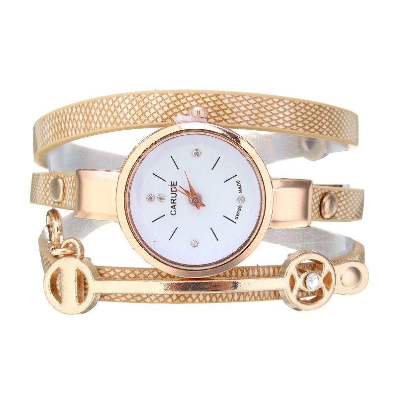 Mode Bracelet En Cuir Pu Cadran En Cristal Simple Femmes Montre Dames Robe Montre À Quartz