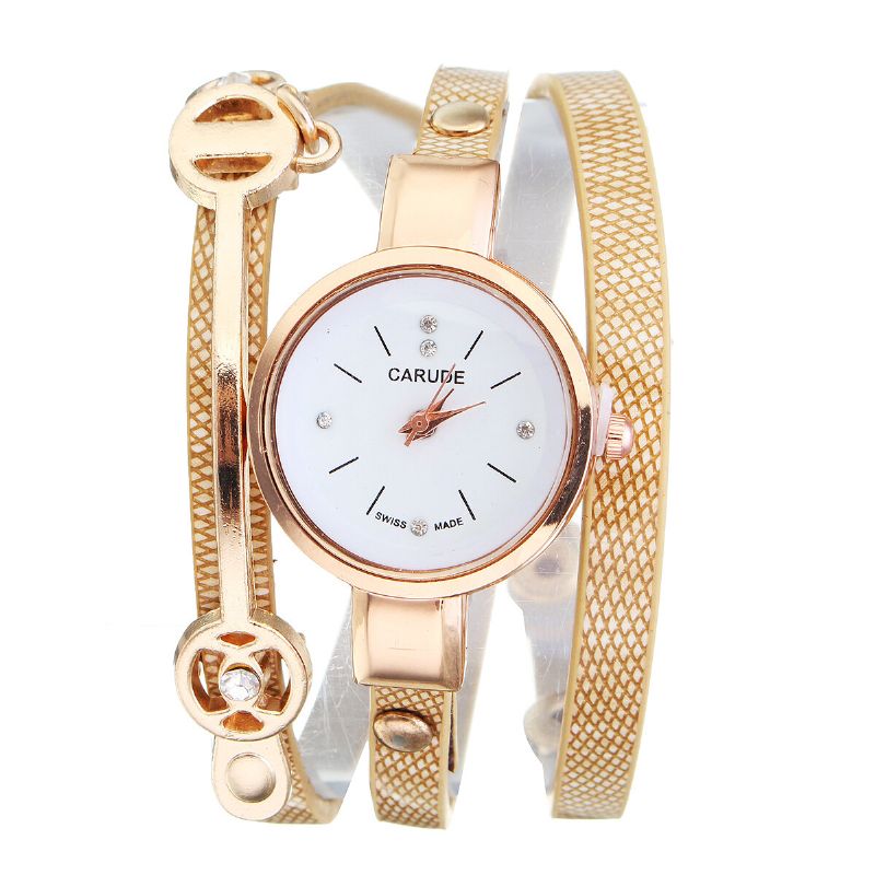 Mode Bracelet En Cuir Pu Cadran En Cristal Simple Femmes Montre Dames Robe Montre À Quartz