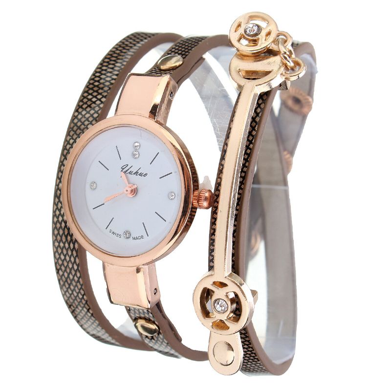 Mode Bracelet En Cuir Pu Cadran En Cristal Simple Femmes Montre Dames Robe Montre À Quartz