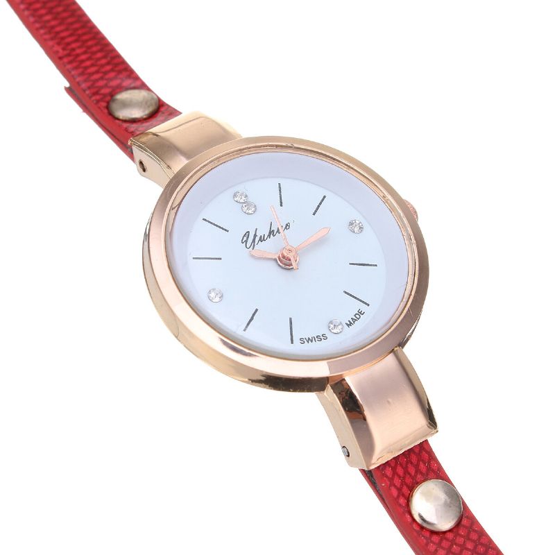 Mode Bracelet En Cuir Pu Cadran En Cristal Simple Femmes Montre Dames Robe Montre À Quartz