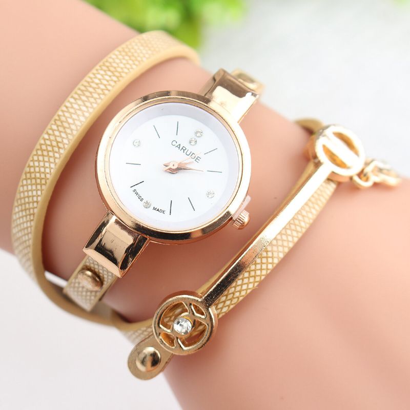 Mode Bracelet En Cuir Pu Cadran En Cristal Simple Femmes Montre Dames Robe Montre À Quartz