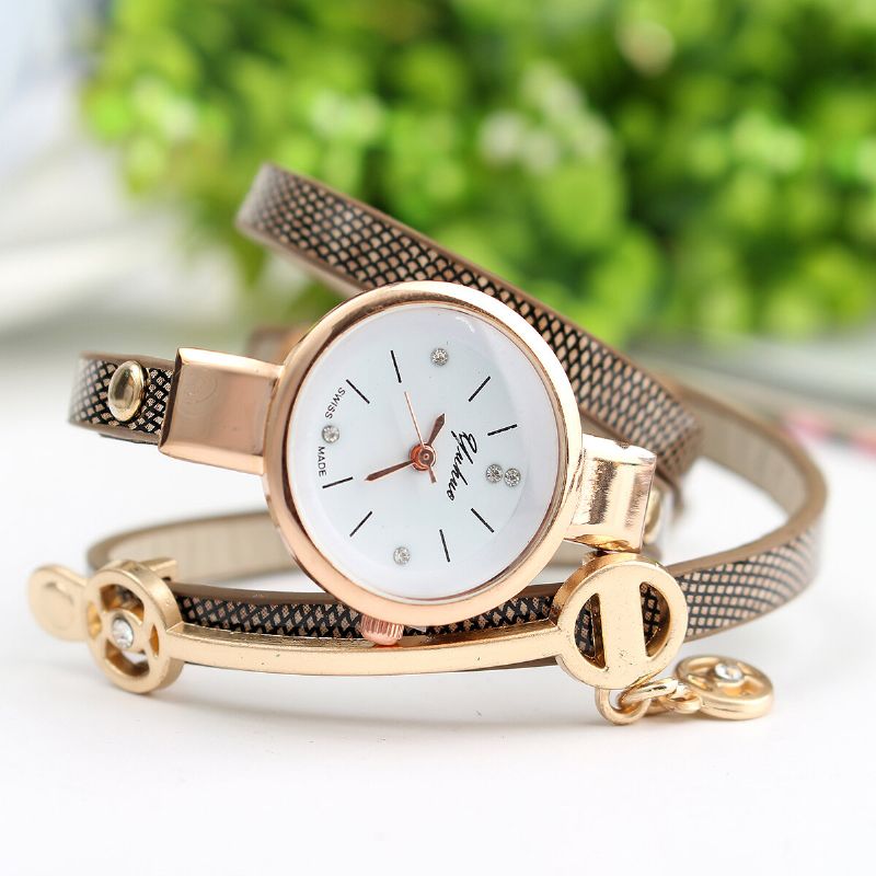 Mode Bracelet En Cuir Pu Cadran En Cristal Simple Femmes Montre Dames Robe Montre À Quartz