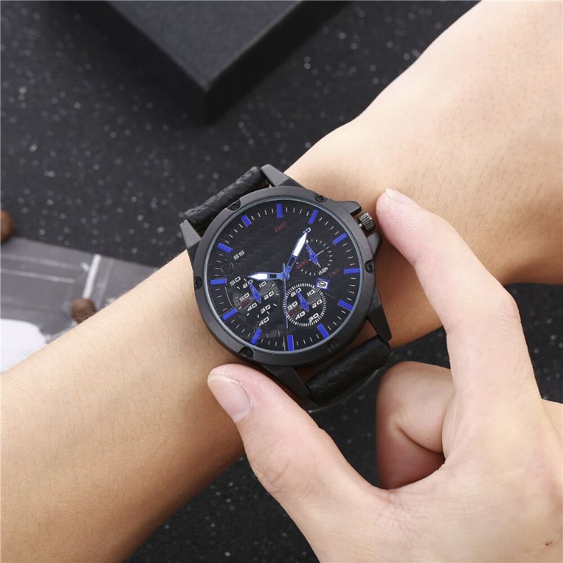 Mode Casual Alliage Casual Vintage Calendrier Pu Cuir Ceinture Montre Quartz Montre