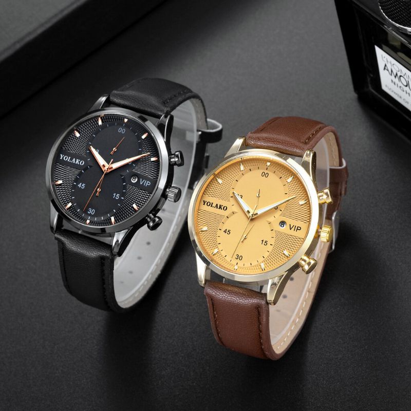 Mode Casual Business Alliage Pu Cuir Simple Ceinture Quartz Montre Pour Hommes