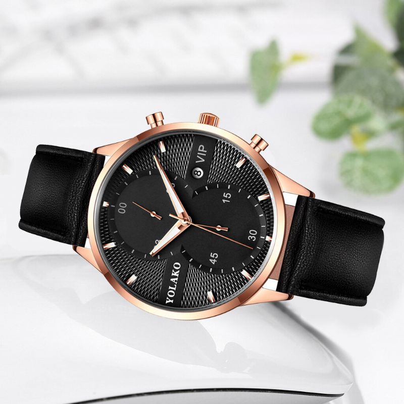 Mode Casual Business Alliage Pu Cuir Simple Ceinture Quartz Montre Pour Hommes