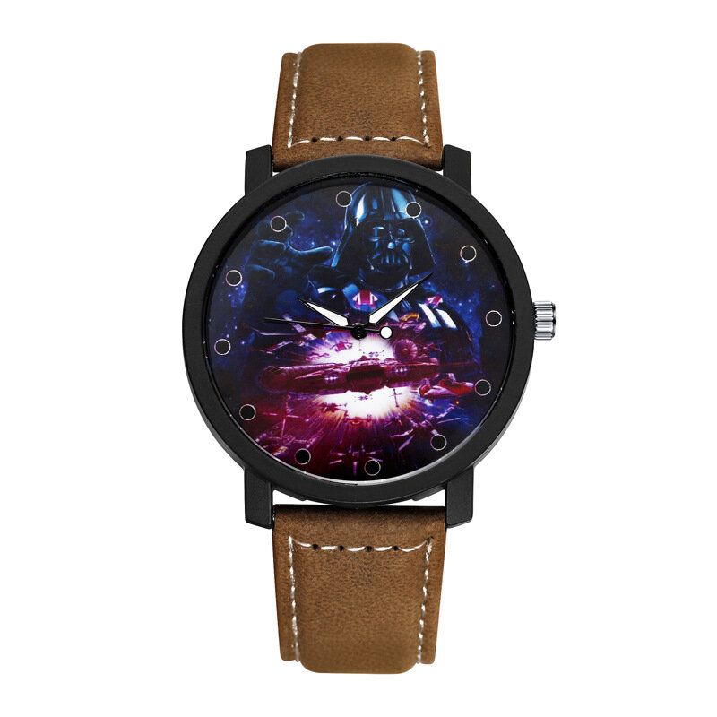 Mode Casual Creative Grand Cadran Bracelet En Cuir Montre À Quartz Pour Hommes