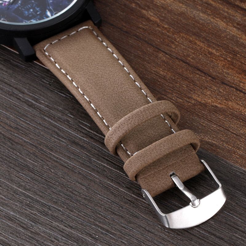 Mode Casual Creative Grand Cadran Bracelet En Cuir Montre À Quartz Pour Hommes