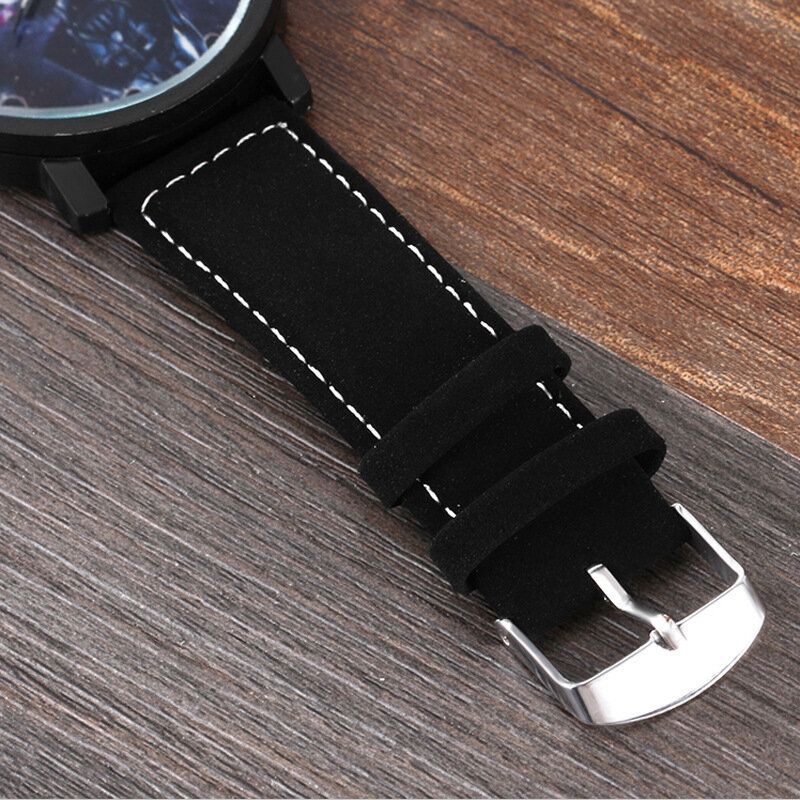 Mode Casual Creative Grand Cadran Bracelet En Cuir Montre À Quartz Pour Hommes