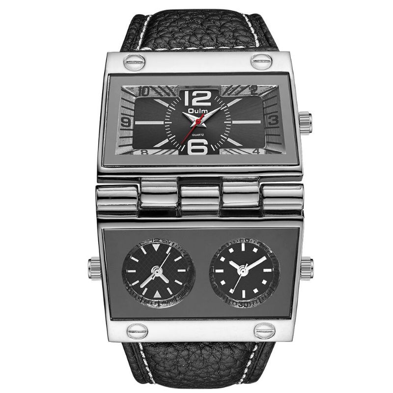 Mode Casual Cuir Hommes Vintage Montre Décorée Pointeur Trois Cadran Creative Quartz Montre