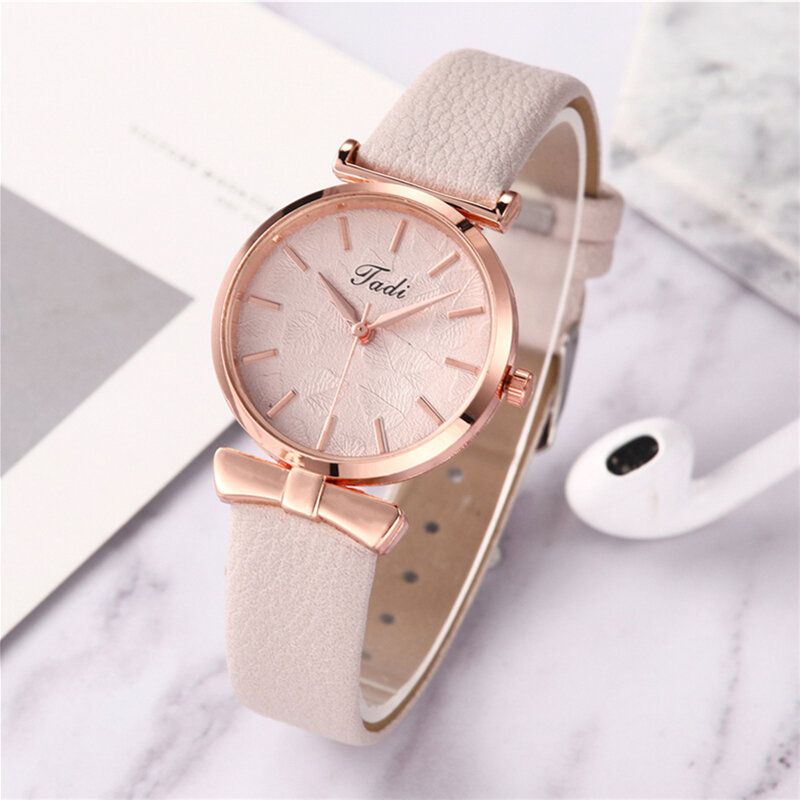 Mode Casual Élégant Femmes Montres Bracelet En Cuir Cadran Or Rose Poignet En Alliage Montre À Quartz